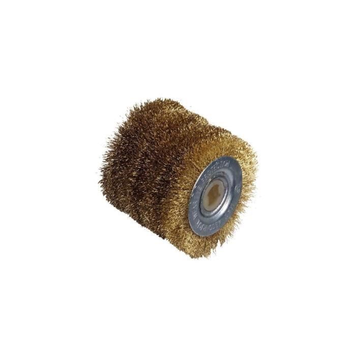 Brosse métallique large - fil laitonné de 0,3mm - Ø60mm - L60mm