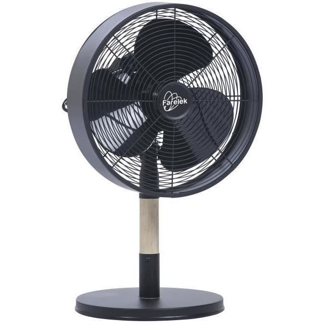 FLORIDA Noir & Bois - Ventilateur a poser Ø30cm 35W oscillant