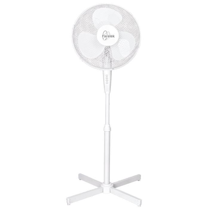 Ventilateur sur pied TENESSEE - FARELEK - Ø40cm 50W - Blanc - Oscillant