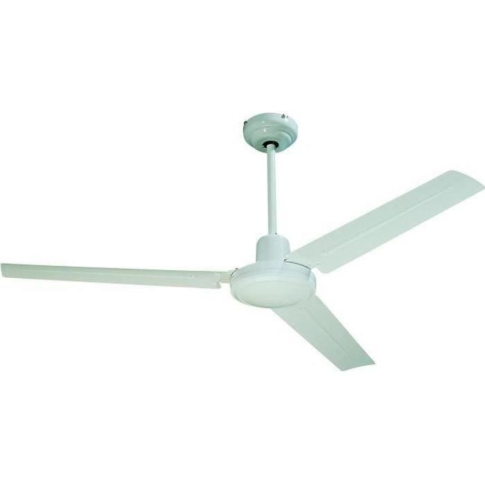 FARELEK - SEYCHELLES Ø 122 cm - Ventilateur de plafond réversible - 3 pales métal laquées blanc - 112416