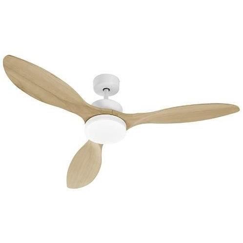 OKLAHOMA Blanc & Bois - Ventilateur de plafond Ø137cm 100W + éclairage LED