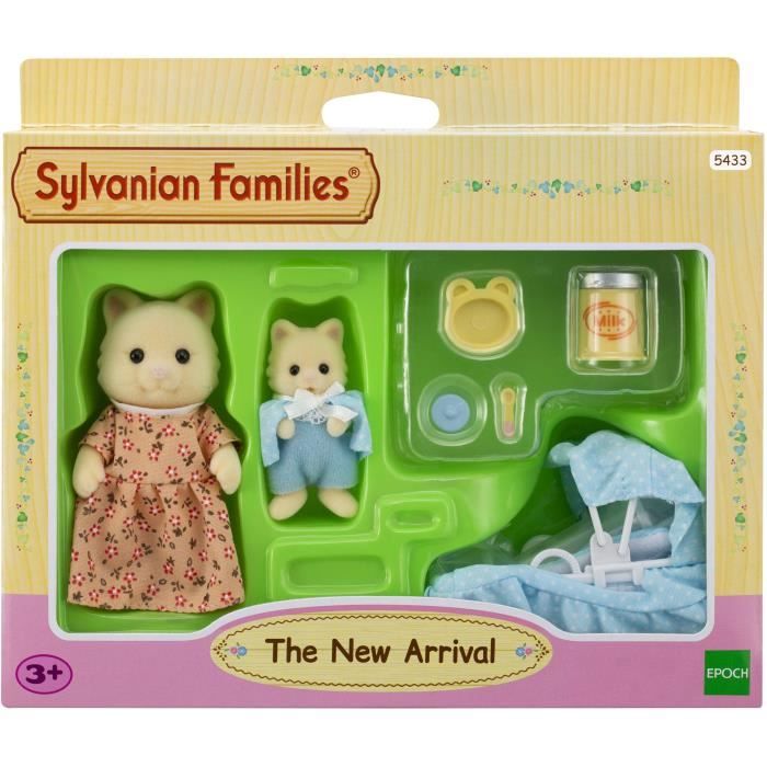 SYLVANIAN FAMILIES - Set Le nouveau venu - Couffin a bascule et figurines chat creme - PReT A JOUER