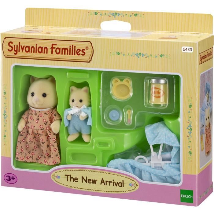 SYLVANIAN FAMILIES - Set Le nouveau venu - Couffin a bascule et figurines chat creme - PReT A JOUER