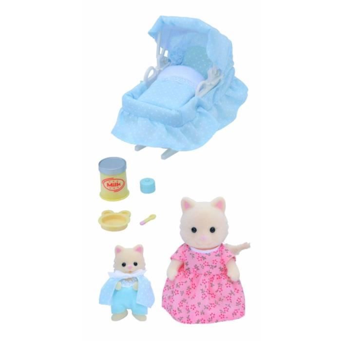 SYLVANIAN FAMILIES - Set Le nouveau venu - Couffin a bascule et figurines chat creme - PReT A JOUER