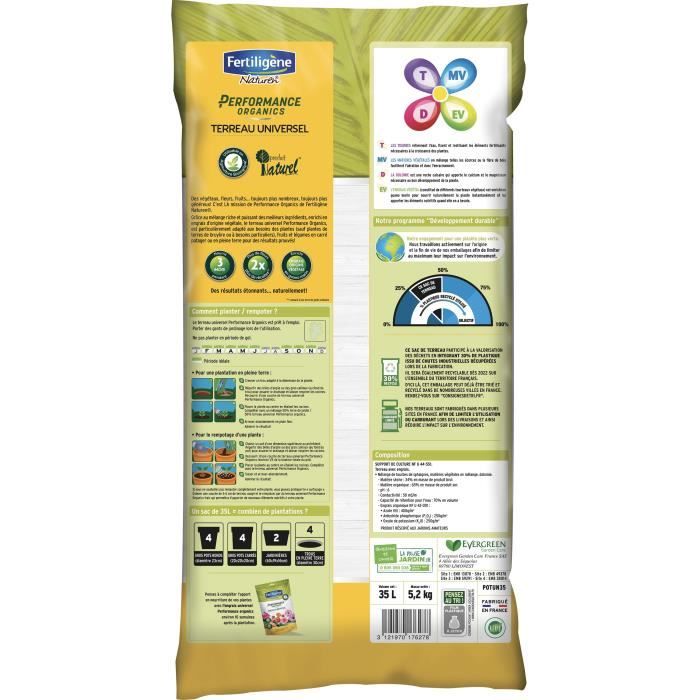 FERTILIGENE Terreau Performance Organics Universel - 35 L