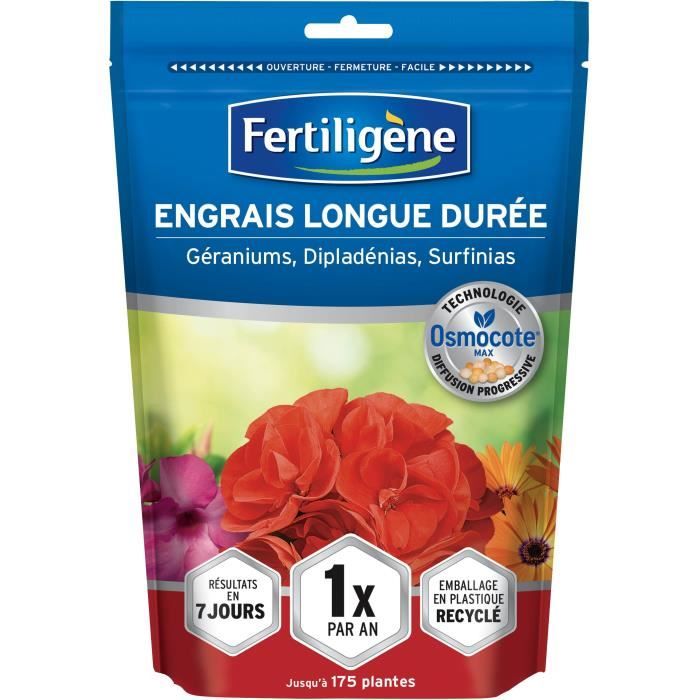 FERTILIGeNE - Engrais Longue durée Osmocote max Géraniums, Dipladénias, Surfinias 700g