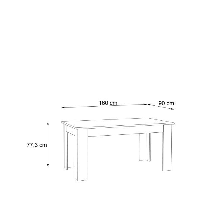 Table a manger PILVI - 6 a 8 personnes - Blanc mat et chene sonoma - Contemporain - L 160 x P 90 x H 75 cm