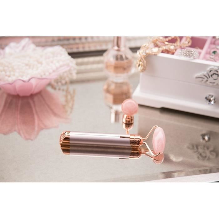 Roller Visage en Quartz Rose Finishing Touch Flawless Contour - 2 embouts - pile incluse - FLAWLESS FINISH