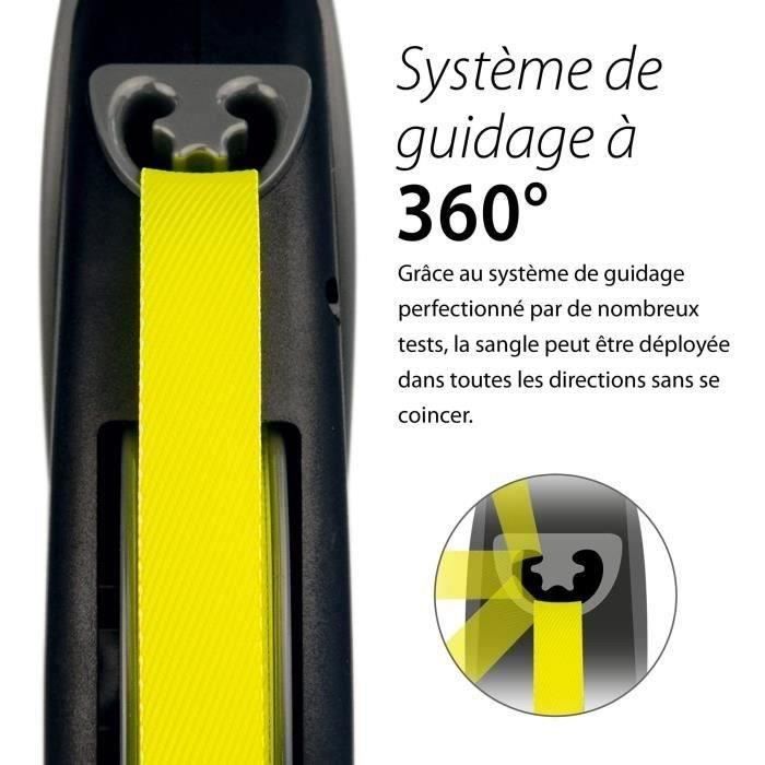 Laisse enrouleur Flexi Neon Giant - FLEXI - GT3-210-S-NEO-12 - Noir et jaune - Pour chiens jusqu'a 50 kg