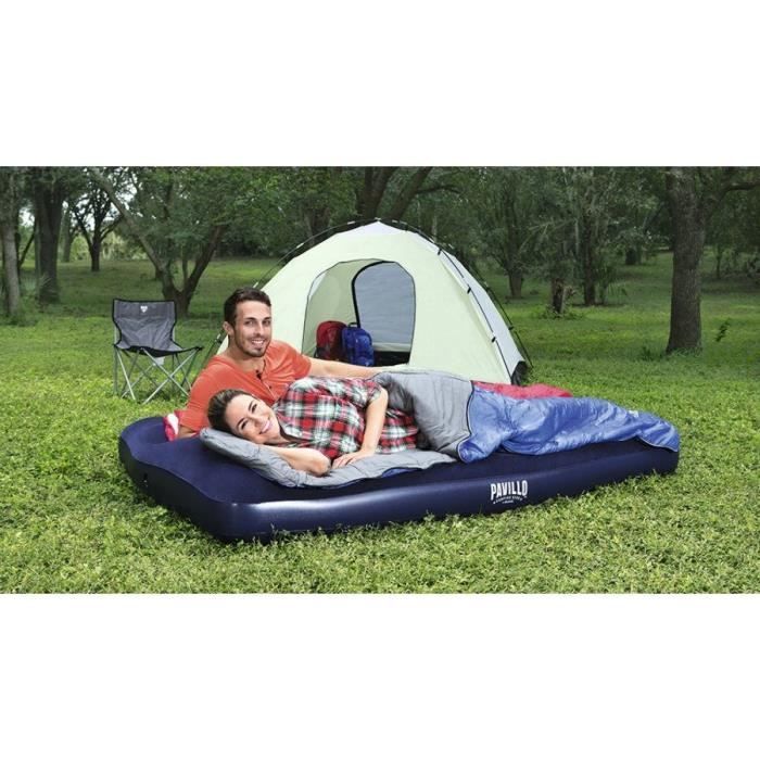 Matelas gonflable camping - BESTWAY - 67225 - 2 places - 1,91m x 1,37m x 22cm - Avec pompe a pied intégrée