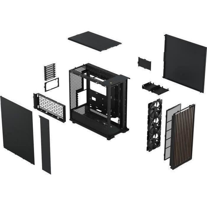 Boîtier PC - FRACTAL DESIGN - North XL Charcoal Black - FD-C-NOR1X-01 - E-ATX - Design élégant en bois et en alliage