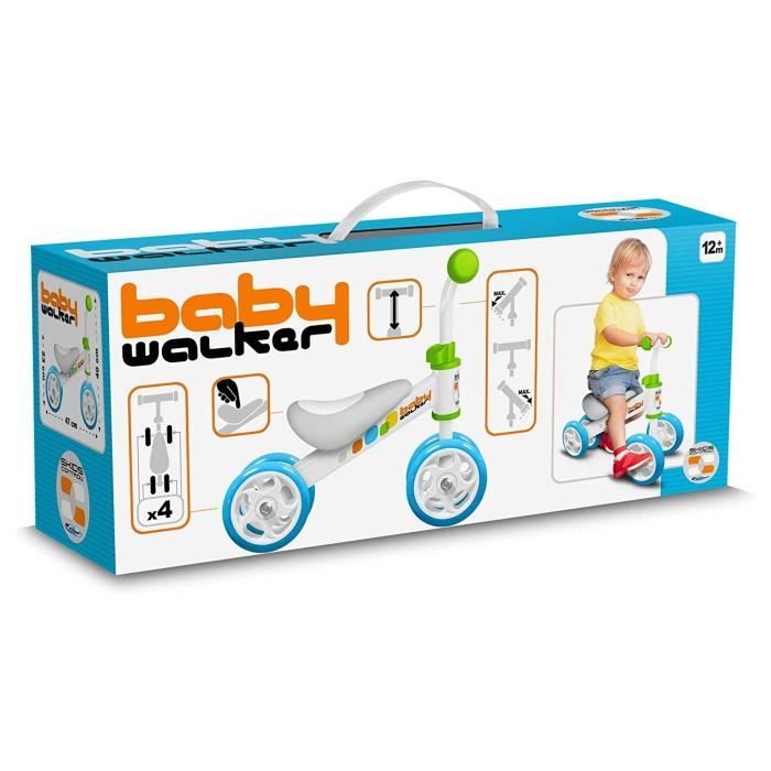 Draisienne Baby Walker Skids Control - Cadre acier ergonomique - 4 roues PVC - Confortable et sécurisé - Vert