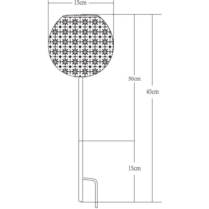 Décoration métal a énergie solaire - Design rétro - GALIX - 1 LED blanche - 8 heures d'éclairage - 10 Lumens