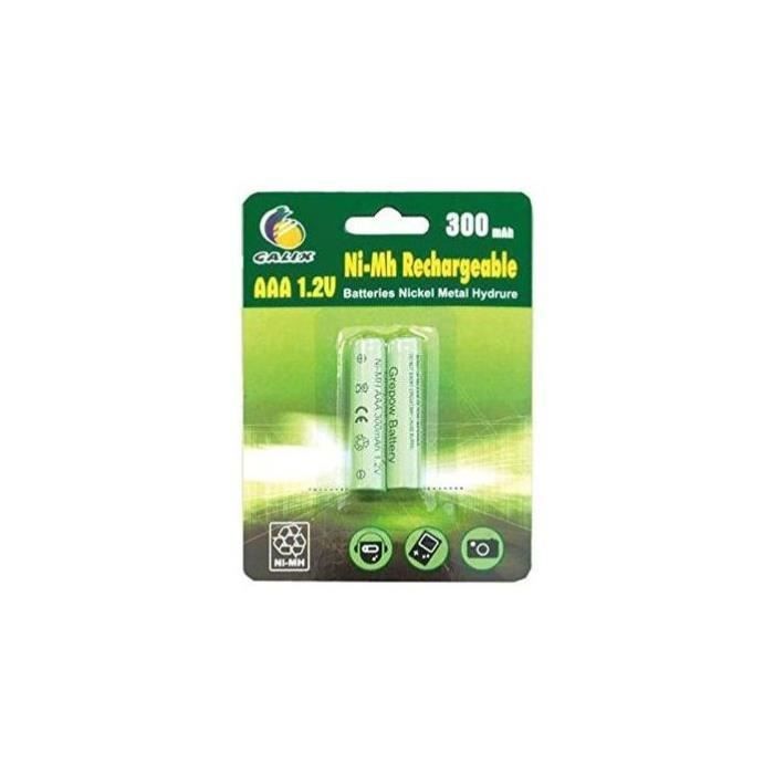 GALIX Lot de 2 piles rechargeables LR03/AAA - Ni-Mh - 1,2 Volts - 300 mAh