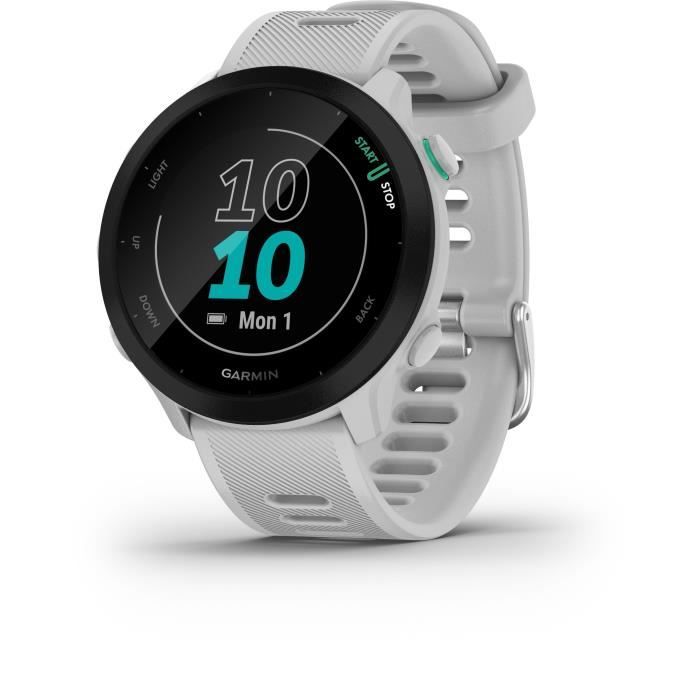 Montre connectée sport - GARMIN - Forerunner 55 - Whitestone (Blanc)