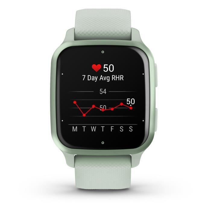 Montre connectée GARMIN Venu Sq 2 Metallic Mint avec bracelet vert d'eau