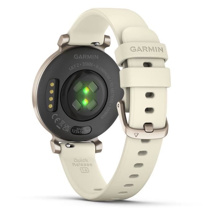 Montre connectée - GARMIN - Lily 2 - 25,4 x 21,3 mm - Cream Gold avec bracelet Blanc coco