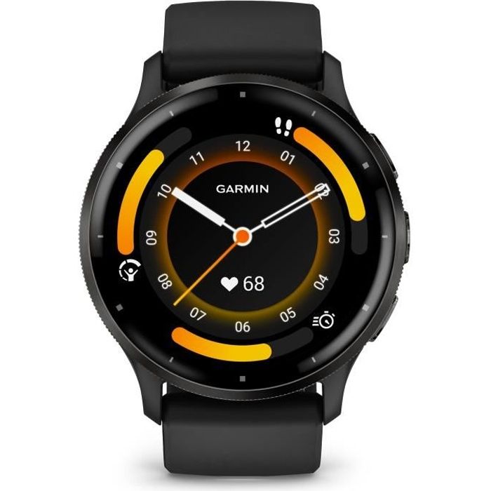 Montre GPS connectée - GARMIN - Venu 3 - WiFi - 35,4 mm (1,4) - Acier Gray, boîtier noir et bracelet en silicone noir