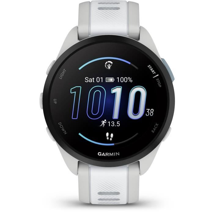 Montre GPS connectée - GARMIN - Forerunner 165 - 1,2 - Blanc avec bracelet Blanc et Gris clair