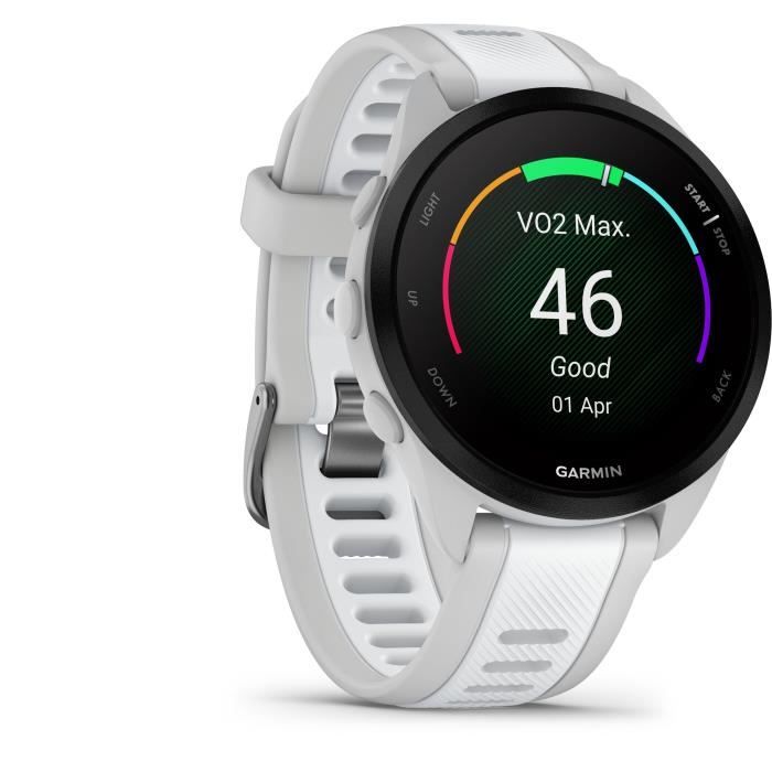 Montre GPS connectée - GARMIN - Forerunner 165 - 1,2 - Blanc avec bracelet Blanc et Gris clair