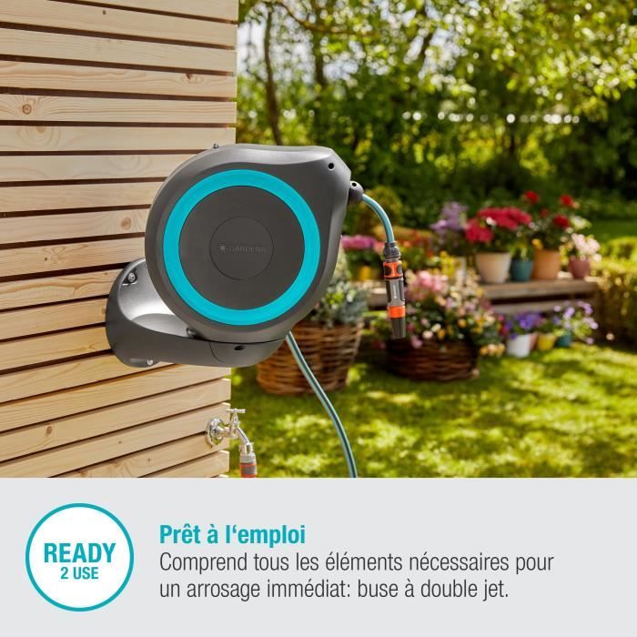 Dévidoir automatique mural jardin 15 m Gardena