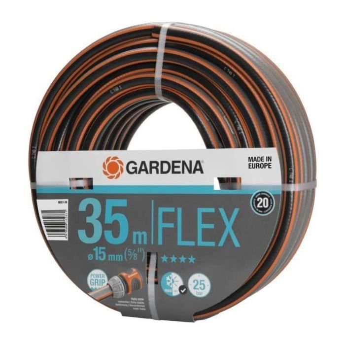 GARDENA Tuyau d'arrosage Comfort FLEX  Longueur 35m  Ø15mm  Anti-noeud et indéformable  Garantie 20 ans