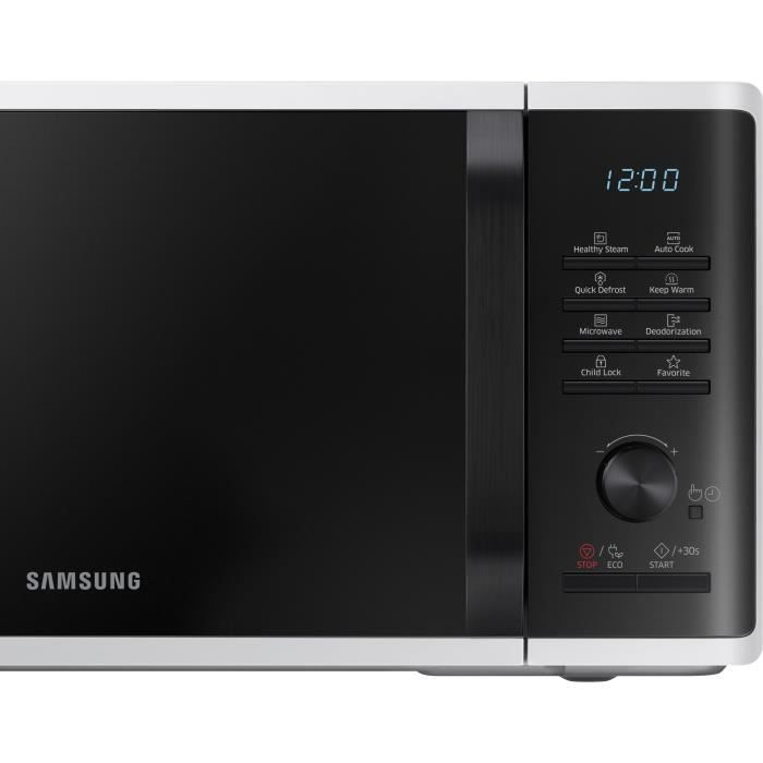 Micro-ondes solo 23L - SAMSUNG - MS23K3555EW - Blanc - Contrôle électronique + bouton - Fonction maintien au chaud