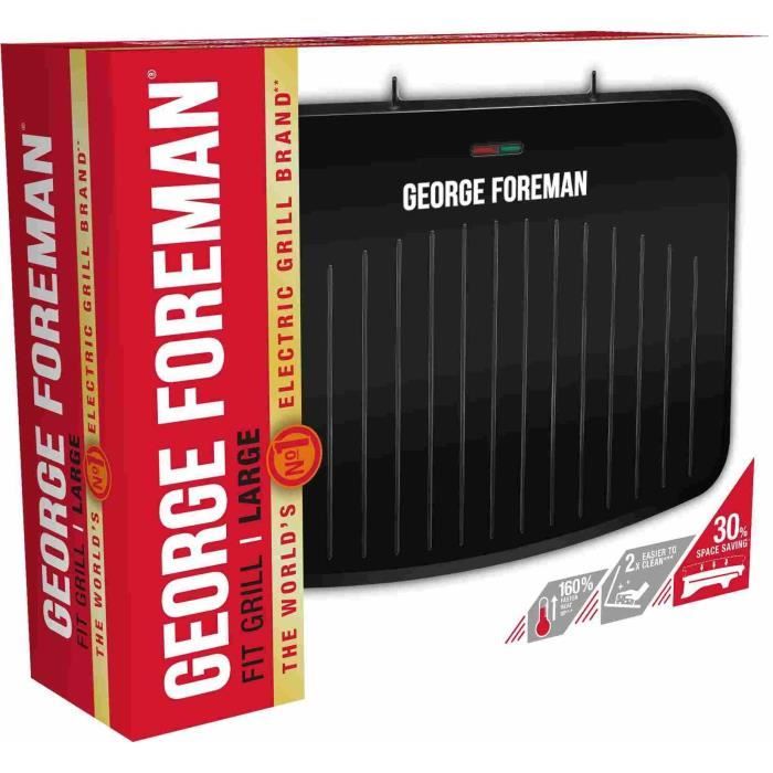 Grill large - GEORGE FOREMAN - Fit Grill Large - 25820-56 - 2400 W - Anti-adhésif - Noir