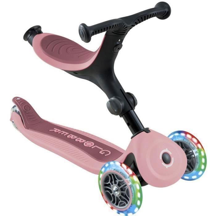 Globber -  Trottinette évolutive GO-UP ACTIVE PLUS LIGHTS avec siege - Rose pastel