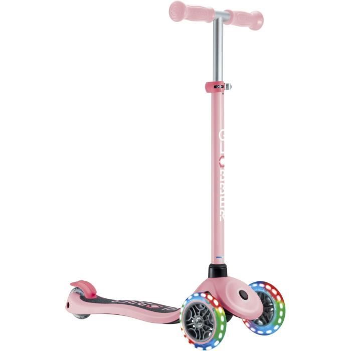 Trottinette 3 roues - GLOBBER - PRIMO LIGHTS - Rose Pastel - Roues lumineuses - 2 a 7 ans - 50 Kg