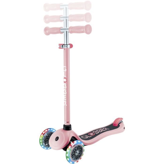 Trottinette 3 roues - GLOBBER - PRIMO LIGHTS - Rose Pastel - Roues lumineuses - 2 a 7 ans - 50 Kg