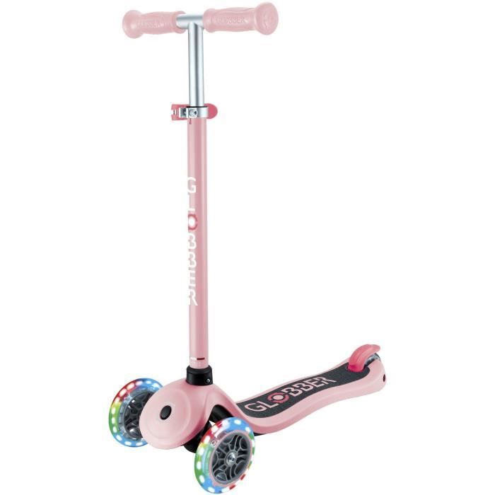 Trottinette 3 roues - GLOBBER - PRIMO LIGHTS - Rose Pastel - Roues lumineuses - 2 a 7 ans - 50 Kg