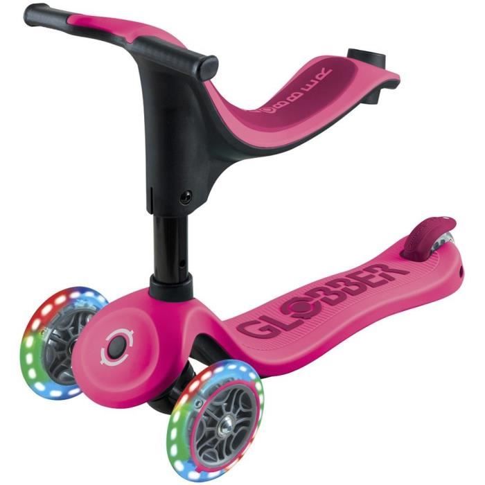 Trottinette 3 roues évolutive - GLOBBER - SPORTY LIGHTS - Rose - Lumineuses - Porteur, draisienne, trottinette - Siege - des 15 mois