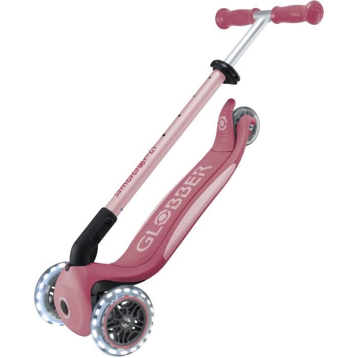 Globber - Trottinette PRIMO FOLDABLE PLUS LIGHTS V2 - Rose pastel