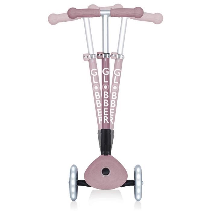 Trottinette 3 roues pliable - GLOBBER - JUNIOR LIGHTS ECOLOGIC - Rose Framboise - Lumineuses - Plastique recyclé - 2 a 6 ans - 50 Kg