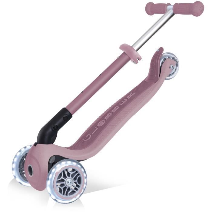 Trottinette 3 roues pliable - GLOBBER - JUNIOR LIGHTS ECOLOGIC - Rose Framboise - Lumineuses - Plastique recyclé - 2 a 6 ans - 50 Kg