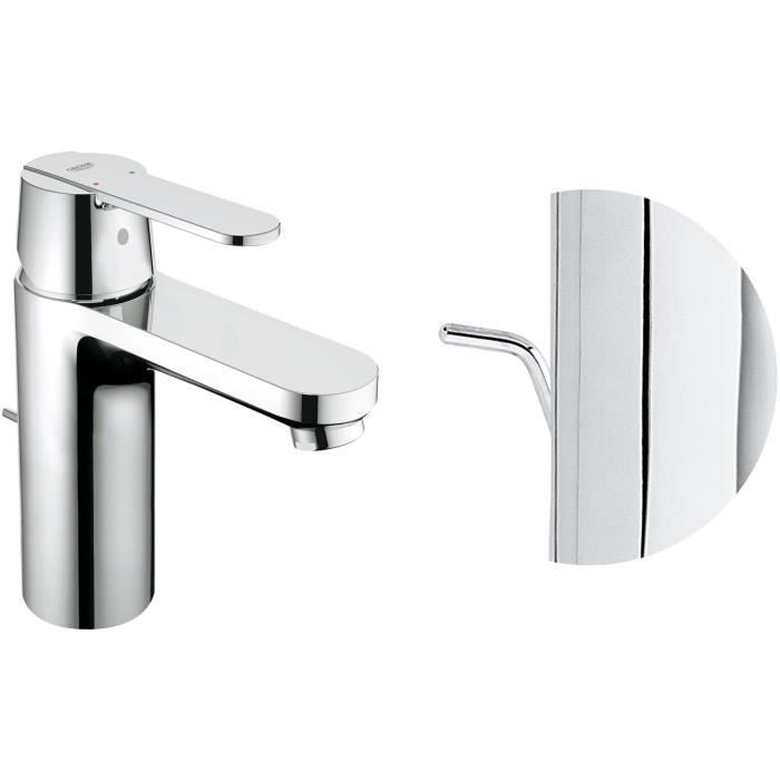 GROHE Robinet de salle de bains lavabo Get, tirette de vidage, bonde incluse, robinet mousseur économie d'eau, taille M, 23454000