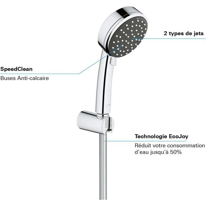 GROHE Ensemble de douche 2 jets avec support mural Vitalio Comfort 100 Chromé 26399000