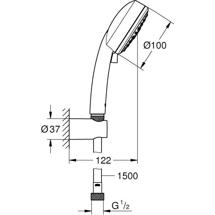 GROHE Ensemble de douche 2 jets avec support mural Vitalio Comfort 100 Chromé 26399000