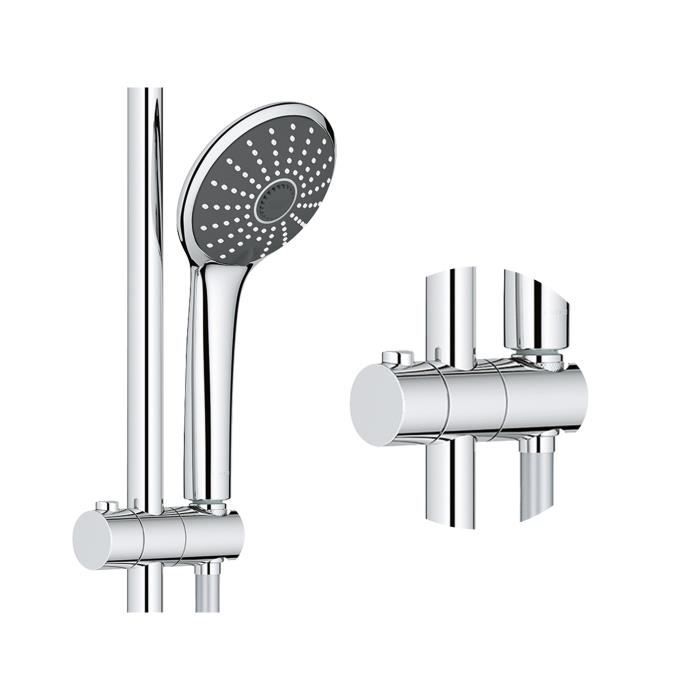 GROHE Colonne de douche robinet thermostatique Vitalio Joy 260, 50% d'économie d'eau et d'énergie, douchette 3 jets, 26403001