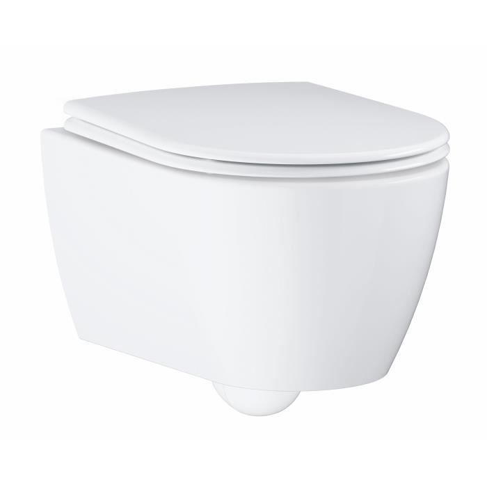 GROHE Cuvette WC suspendue, Essence Ceramic, sans rebord, traitement anti-calcaire et anti-bactérien Pure Guard, caréné, 3957100H