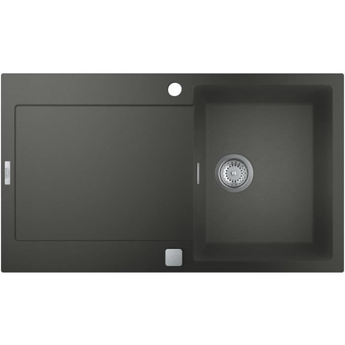 Evier de cuisine composite avec égouttoir GROHE K500, 860 x 500 mm, réversible, vidage pratique, siphon + bonde inclus, 31644AT0