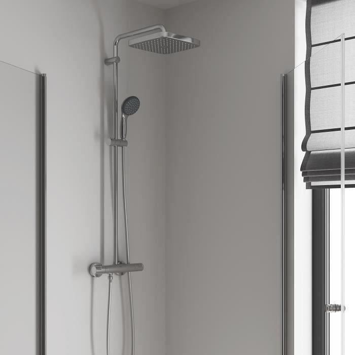 GROHE Colonne de douche avec mitigeur thermostatique Vitalio Start 250, douche,50% d'économie d'eau, tete de douche 250mm, 26696000