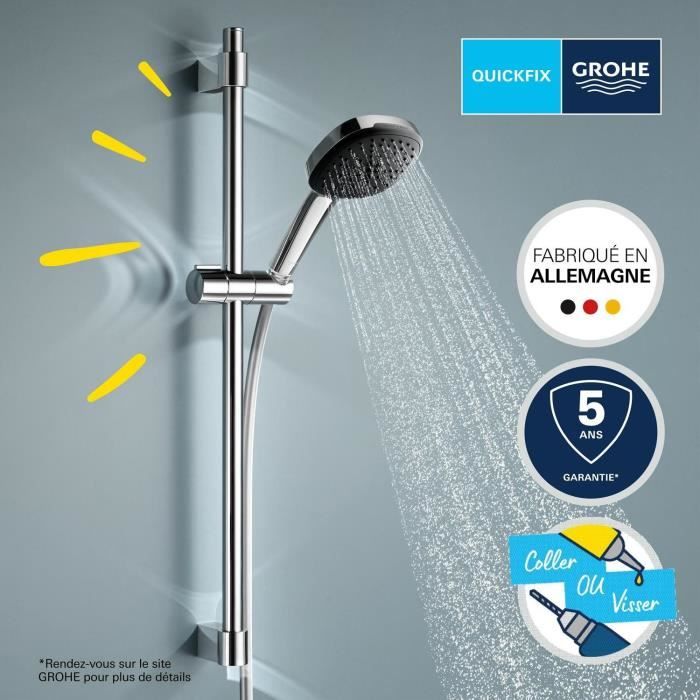 Pommeau de douche - GROHE Vitalio Comfort 110 26397001 - 2 jets (Pluie/Stimulant) - Sélection facile - Economie d'eau - Chromé