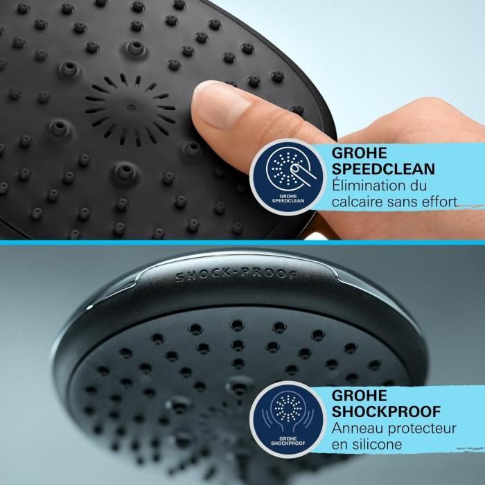 Pommeau de douche - GROHE Vitalio Comfort 110 26397001 - 2 jets (Pluie/Stimulant) - Sélection facile - Economie d'eau - Chromé