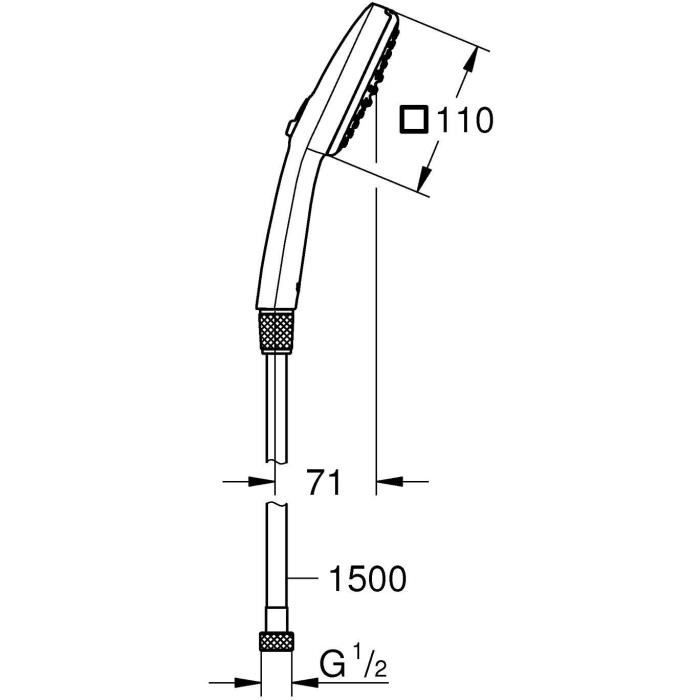 Ensemble flexible et pommeau de douche 2 jets - GROHE Vitalio Comfort 110 26973001 - Sélection facile - Economie d'eau