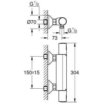 Mitigeur thermostatique douche - GROHE Precision Start - Noir mat - Economie d'eau