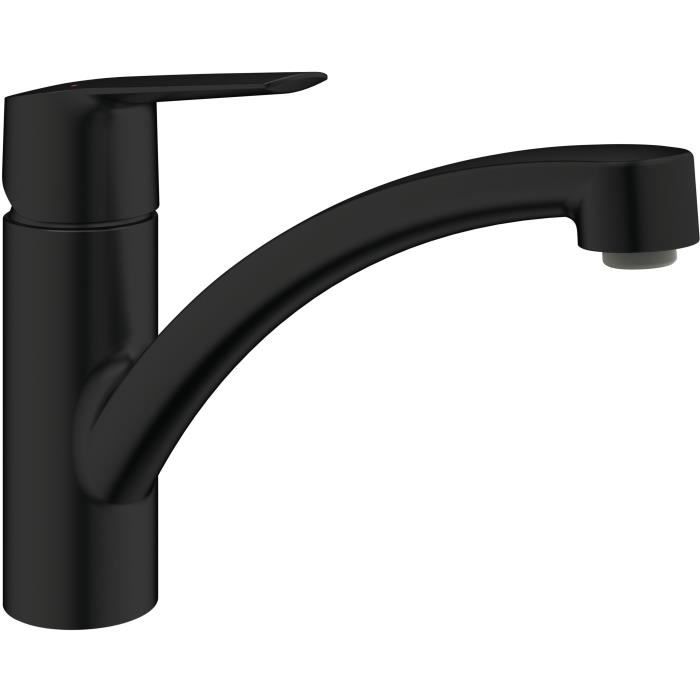 GROHE Start - 324412432 - Robinet de cuisine - Mitigeur monocommande évier - Noir mat - Bec bas - Rotation 140°