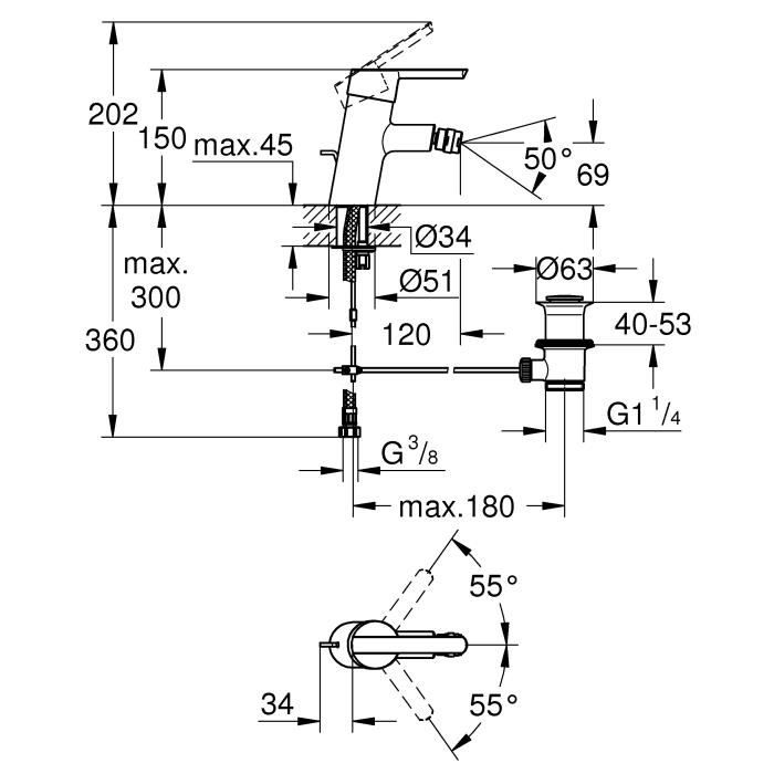 Mitigeur monocommande bidet GROHE Feel - chromé 32558000