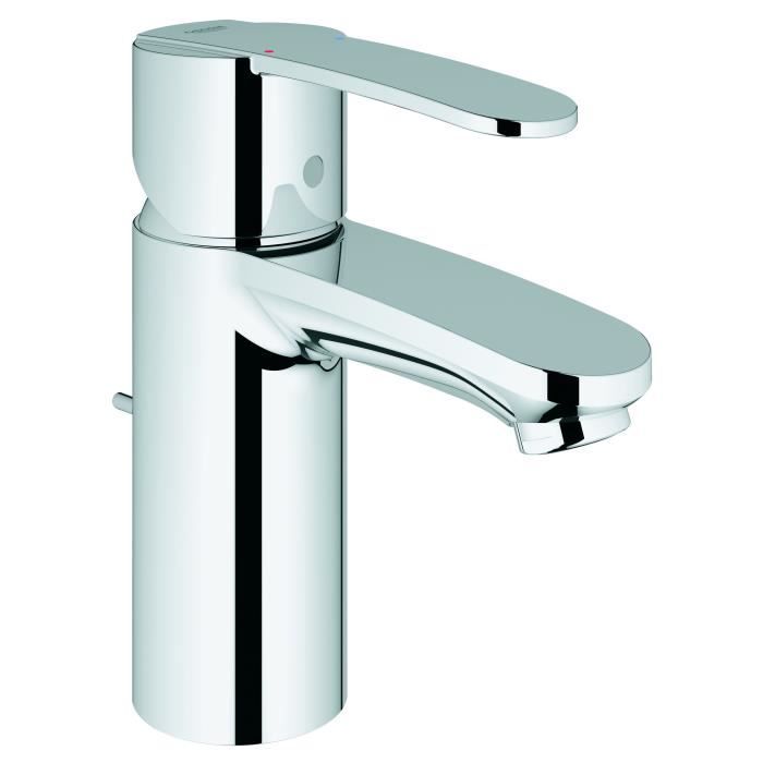 Mitigeur monocommande Lavabo GROHE - Taille S - Robinet mitigeur mécanique lavabo - Gris chromé - Economie d'eau